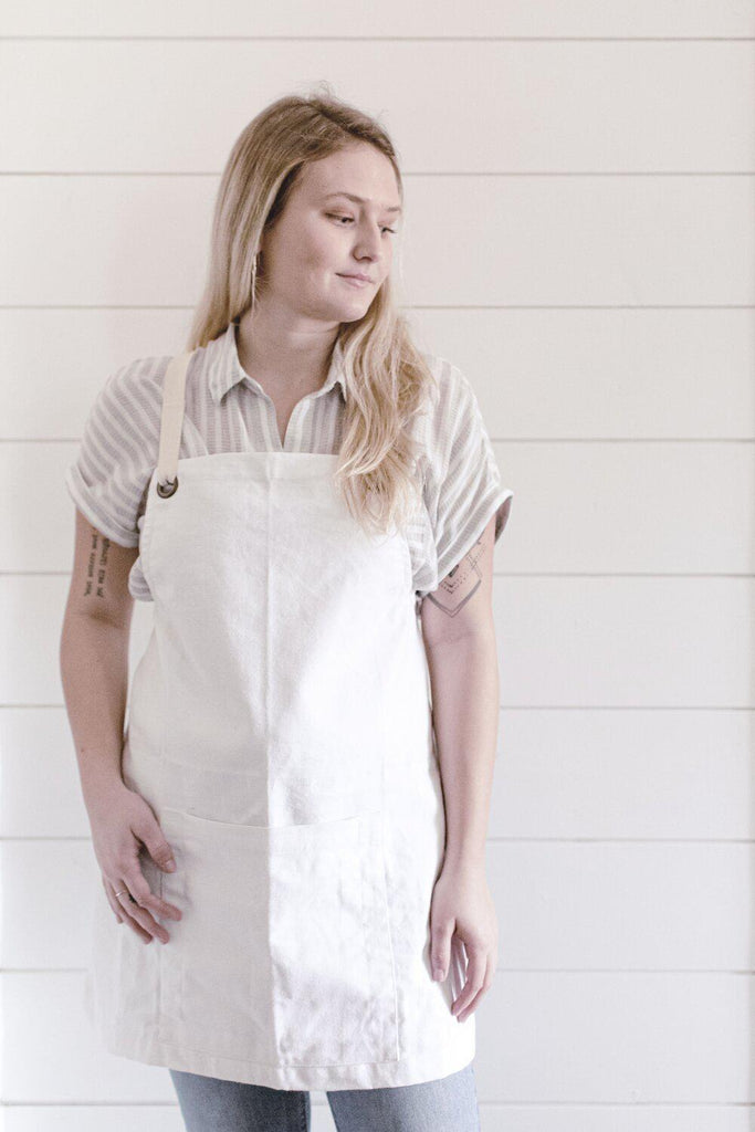 White Canvas Artist Apron - Heirloomed